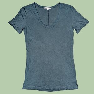 Cotton Citizen Shirt Womens Small Dark Green Supima Scoop Neck Tee Made In USA